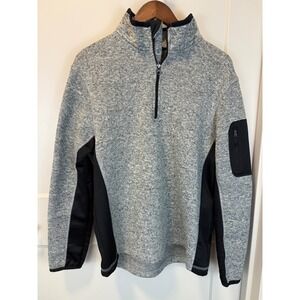 Beverly Hills Polo Club Men's Half Zip Pullover Fleece Jacket Black Gray Medium